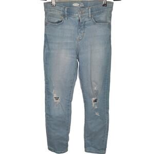 Old Navy Karate slim taper jeans kids boys 14 light wash distressed